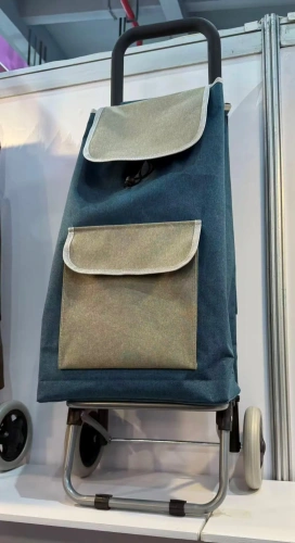 Тележка хозяйственная с сумкой (98*36*24см, колеса 15см,грузоподъемность до 30 кг) F синяя