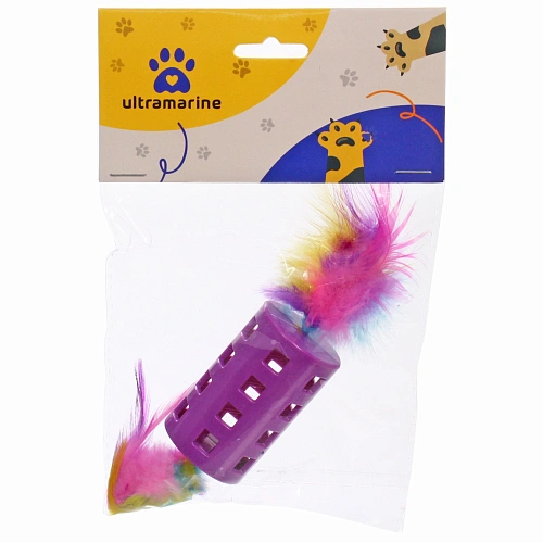 Игрушка для кошек валик МУРОЧКИН, цвет фиолетовый, с бубенчиком, 5,83,5см_4