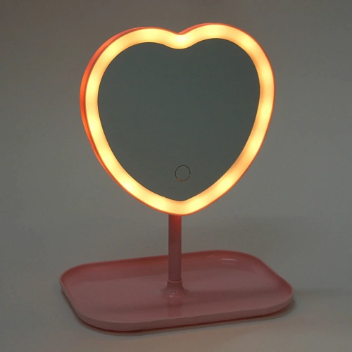Зеркало настольное с подсветкой на подставке Mary Touch - Heart, цвет розовый, USB, 2029см_11