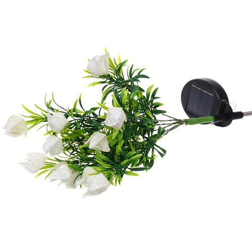 Светильник на солнбатарее (фигура на спице с подсветкой) Тюльпаны 75 см, Белый (свечение теплбелый)_4