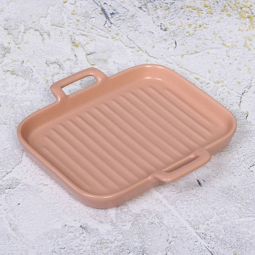 Блюдо керамическое Акварель 19,519,52,5см, розовое_3