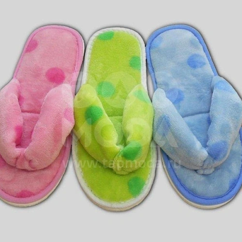 Тапочки домашние женские "Шлепки" верх велсофт, окантовка-тесьма р-р 36