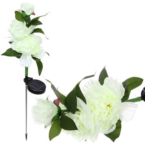 Светильник на солнбатарее (фигура на спице с подсветкой) Великолепная роза 73 см, Белый (свечение белое)_2