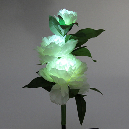 Светильник на солнбатарее (фигура на спице с подсветкой) Великолепная роза 73 см, Белый (свечение белое)_9