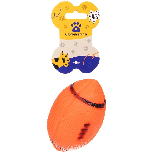 Игрушка - мячик для собак средних, мелких и крупных пород "ИГРУЛИК - РЕГБИ", цвет оранжевый, 11*6смсм (лейбл)