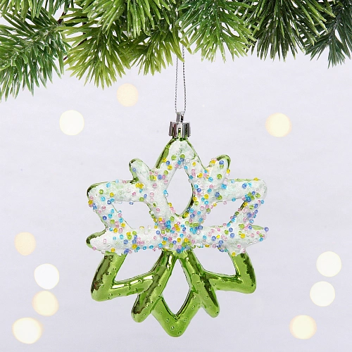 Елочная игрушка "Зимняя снежинка" 10*1*12 см, зеленый