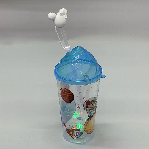 Стакан пластиковый 500мл Космонавт с трубочкой_4