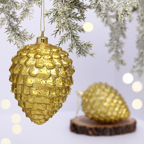Ёлочные игрушки VERSAILLES "Лесные шишки" 13*8 см (набор 2 шт), Золото