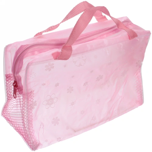 Косметичка "Adventure - Feathers", ромашки, цвет розовый, текстильные ручки, 24*17см