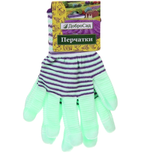 Перчатки нейлоновые "Неон" с ПВХ покрытием облив пальцев, мятные 8 р-р ДоброСад