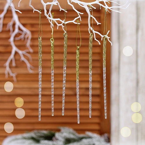 Подвеска "Снежный хрусталь" 18 см (набор 6 шт), Золото