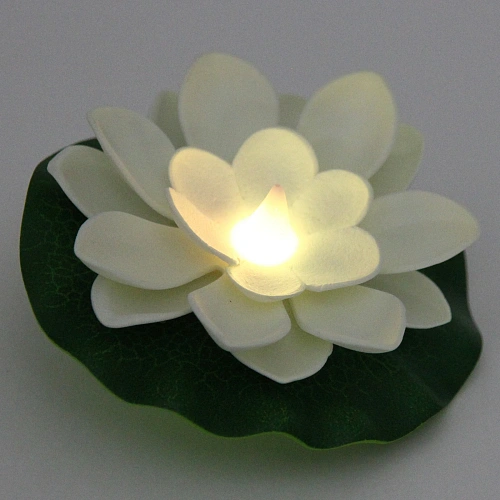 Растение водоплавающее Кувшинка d-10см с подсветкой от контакта с водой, белый_6