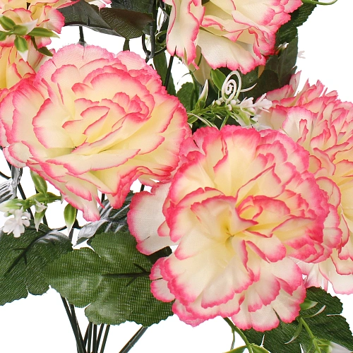 Искусственные цветы Цветочная мелодия Гвоздики 50см 10 цветков молочные_5