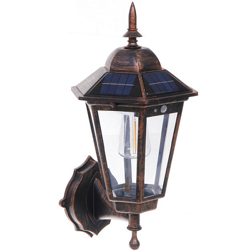 Фонарь садовый Огонь 381920 см, на солнечной батарее (свеч, теплый белый) 1 LED, 3 реж, датчик движ_4